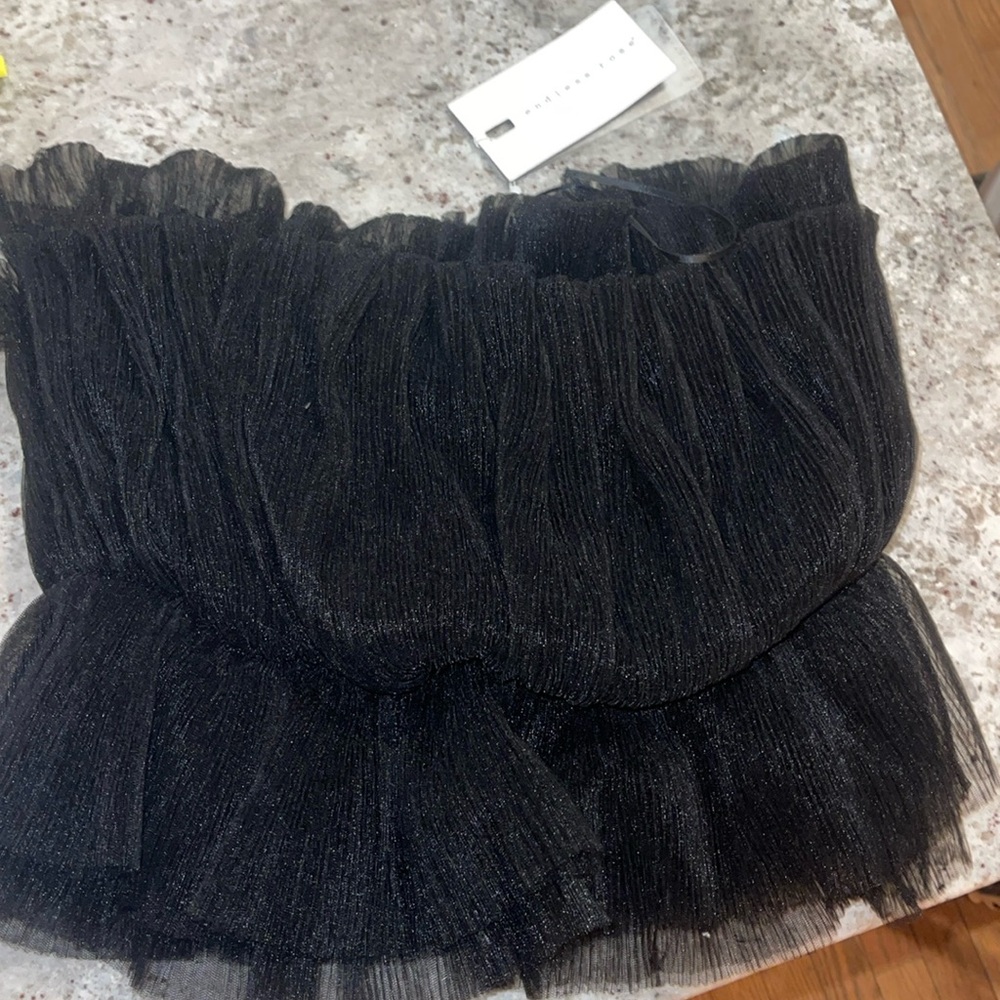Endless rose women’s Tulle peplum black strapless top new with tags